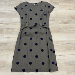 Boden‎ Women 4R Dress Short Sleeve Polka Dot Purple Brown Tie Linen Blend